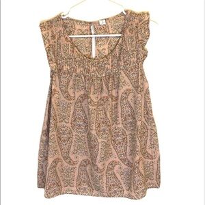 2/$15 Old Navy - Paisley Print Keyhole Back Sleeveless Blouse | Size XS Petite